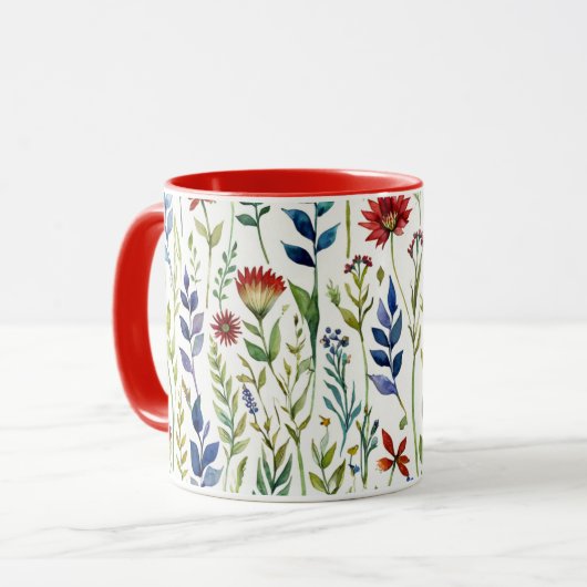 Waterverf Bloemen Koffie Mok (Voorkant links)