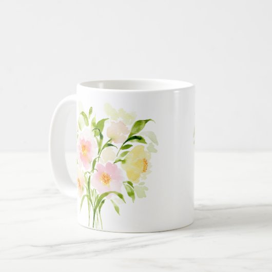 Waterverf bloemen koffiemok (Voorkant links)