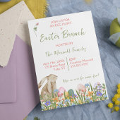 Waterverf Bloemen Konijn Paasbrunch & Egg Hunt Kaart