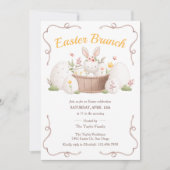Waterverf Bloemen  Konijntje Paasbrunch Kaart (Voorkant)