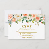 Waterverf Bloemen Koraal Goud RSVP Bruiloft (Voorkant)