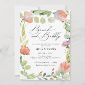 Waterverf Bloemen Koraal Groen Brunch Bubble Showe Kaart (Voorkant)