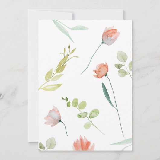 Waterverf Bloemen Koraal Groen Brunch Bubble Showe Kaart (Achterkant)