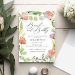 Waterverf Bloemen Koraal Groen Brunch Bubble Showe Kaart<br><div class="desc">Waterverf Bloemen Koraal Groen Brunch Bubble Shower Invitation</div>