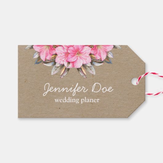 Waterverf bloemen kraft gift label cadeaulabel (Voorkant (Horizontaal))