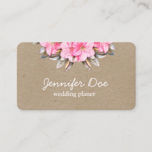 Waterverf bloemen kraft Visitekaartje (Voorkant)