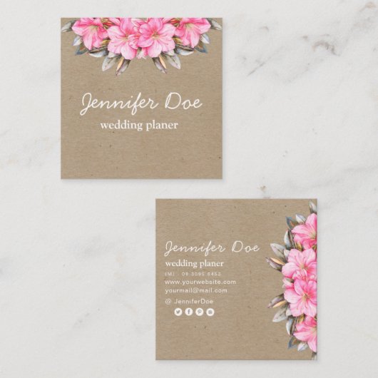 Waterverf bloemen kraft Visitekaartje (Voorkant / Achterkant)