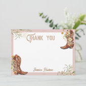 Waterverf Bloemen Laarzen & Bruisende Bruiloftsdou Bedankkaart (Staand voorkant)