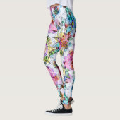 Waterverf bloemen laat multicolor heldere pastel leggings (Links)