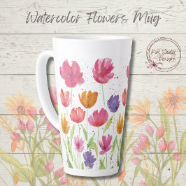 Waterverf Bloemen Latte Mok
