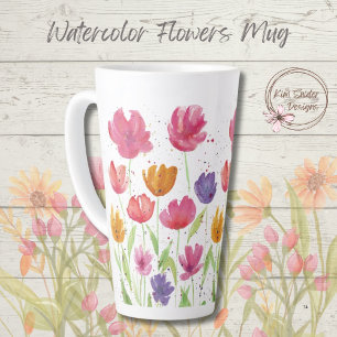 Waterverf Bloemen Latte Mok