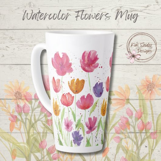 Waterverf Bloemen Latte Mok