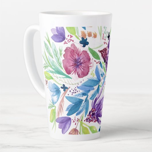 Waterverf bloemen latte mok (Linkerhoek)