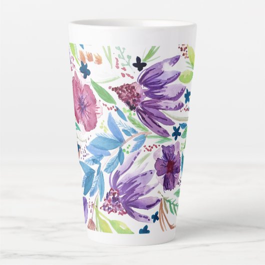 Waterverf bloemen latte mok (Voorkant)