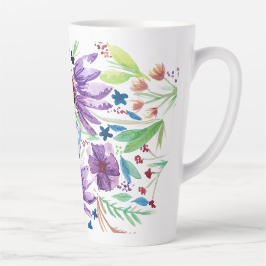 Waterverf bloemen latte mok (Rechts)