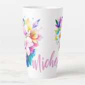 Waterverf Bloemen Latte Mok (Voorkant)