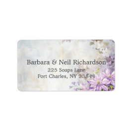 Waterverf Bloemen Lavendel Bruiloft Etiket