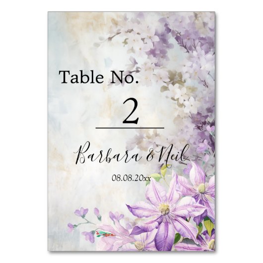 Waterverf Bloemen Lavendel Bruiloft Kaart (Voorkant)