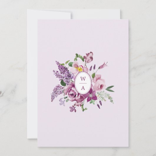 Waterverf Bloemen Lavendel Bruiloft Kaart (Achterkant)