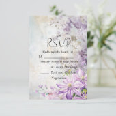 Waterverf Bloemen Lavendel Bruiloft RSVP Kaartje (Staand voorkant)