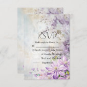 Waterverf Bloemen Lavendel Bruiloft RSVP Kaartje (Voorkant / Achterkant)