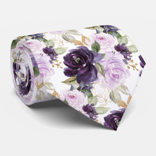 Waterverf Bloemen Lavendel Paars Lila Rozen Stropdas