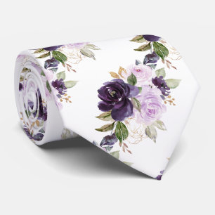 Waterverf Bloemen Lavendel Paars Lila Rozen Stropdas