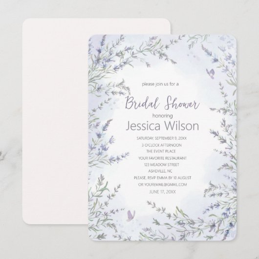 Waterverf Bloemen Lavendel Vrijgezellenfeest Uitno Kaart (Voorkant / Achterkant)