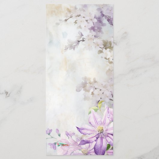 Waterverf Bloemen Lavendel Wedding Menu (Achterkant)