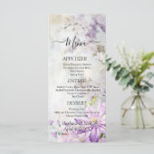 Waterverf Bloemen Lavendel Wedding Menu (Staand voorkant)