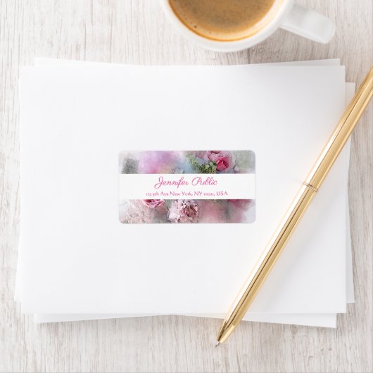 Waterverf bloemen legant schilderend modern script etiket (Insitu)