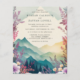 Waterverf Bloemen Lente Bergen Bruiloft Flyer