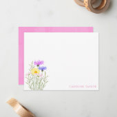 Waterverf Bloemen Lente Briefpapier Notitiekaartje (Voorkant / Achterkant in situ)