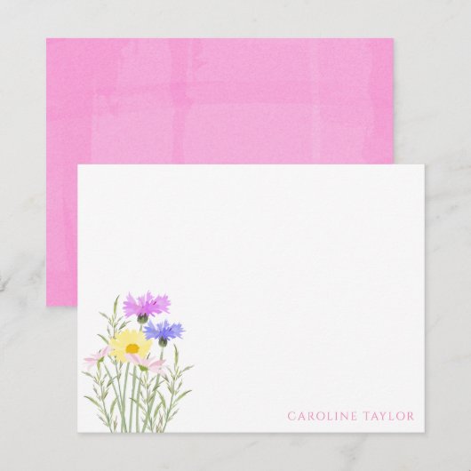 Waterverf Bloemen Lente Briefpapier Notitiekaartje (Voorkant / Achterkant)