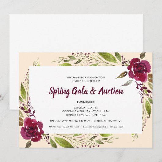 Waterverf bloemen Lente gala & veiling Kaart (Voorkant / Achterkant)