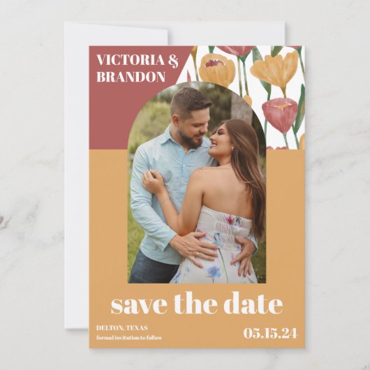 Waterverf Bloemen - Lente & Zomer Huwelijk Save The Date (Voorkant)