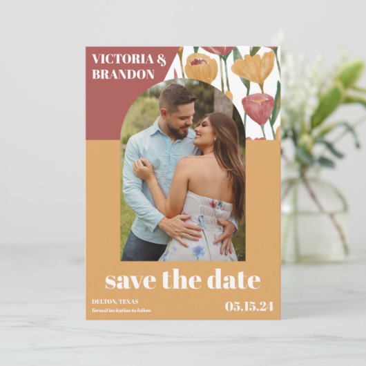 Waterverf Bloemen - Lente & Zomer Huwelijk Save The Date (Staand voorkant)