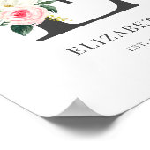 Waterverf Bloemen Letter E Monogram Poster (Hoek)