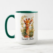 Waterverf Bloemen Leuke Baby Giraffe Safari Dier Mok (Links)