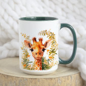 Waterverf Bloemen Leuke Baby Giraffe Safari Dier Mok