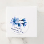 Waterverf Bloemen Licht Blauw Navy Wit Bruiloft Bedankjes Labels (In situ)