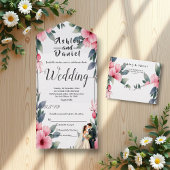 Waterverf Bloemen Lijst Bruid en bruidegom bruilof All In One Uitnodiging