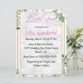 Waterverf Bloemen Lijst Bruidsdouche Uitnodiging (Staand voorkant)