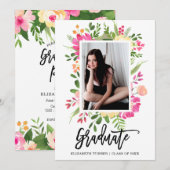 Waterverf Bloemen Lijst Fotoscript Afstuderen Kaart (Voorkant / Achterkant)