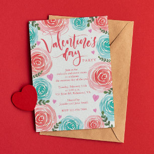 Waterverf Bloemen Lijst Valentijnsdag Party Kaart