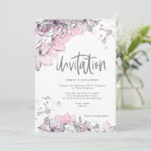 Waterverf Bloemen Lila Roze Splash Script Wedding Kaart (Staand voorkant)