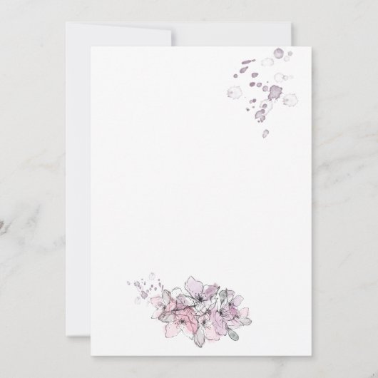 Waterverf Bloemen Lila Roze Splash Script Wedding Kaart (Achterkant)