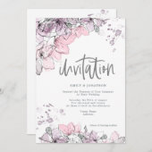 Waterverf Bloemen Lila Roze Splash Script Wedding Kaart (Voorkant / Achterkant)