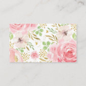 Waterverf Bloemen Luier Raffle Kaart Meisje Baby (Achterkant)