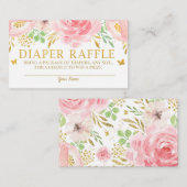 Waterverf Bloemen Luier Raffle Kaart Meisje Baby (Voorkant / Achterkant)